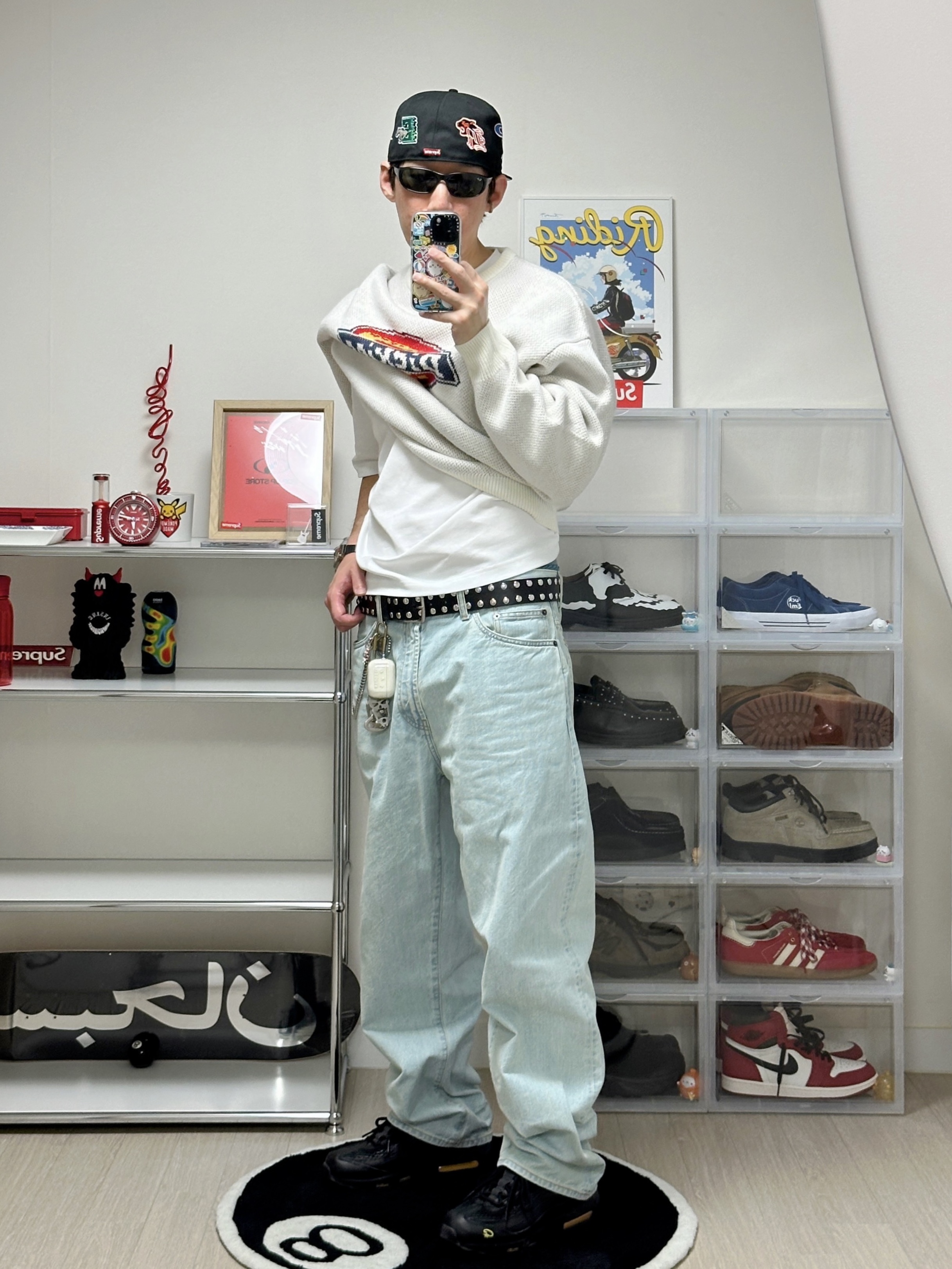 Supreme x Dickies Sweater White - 22FW 착용 스타일