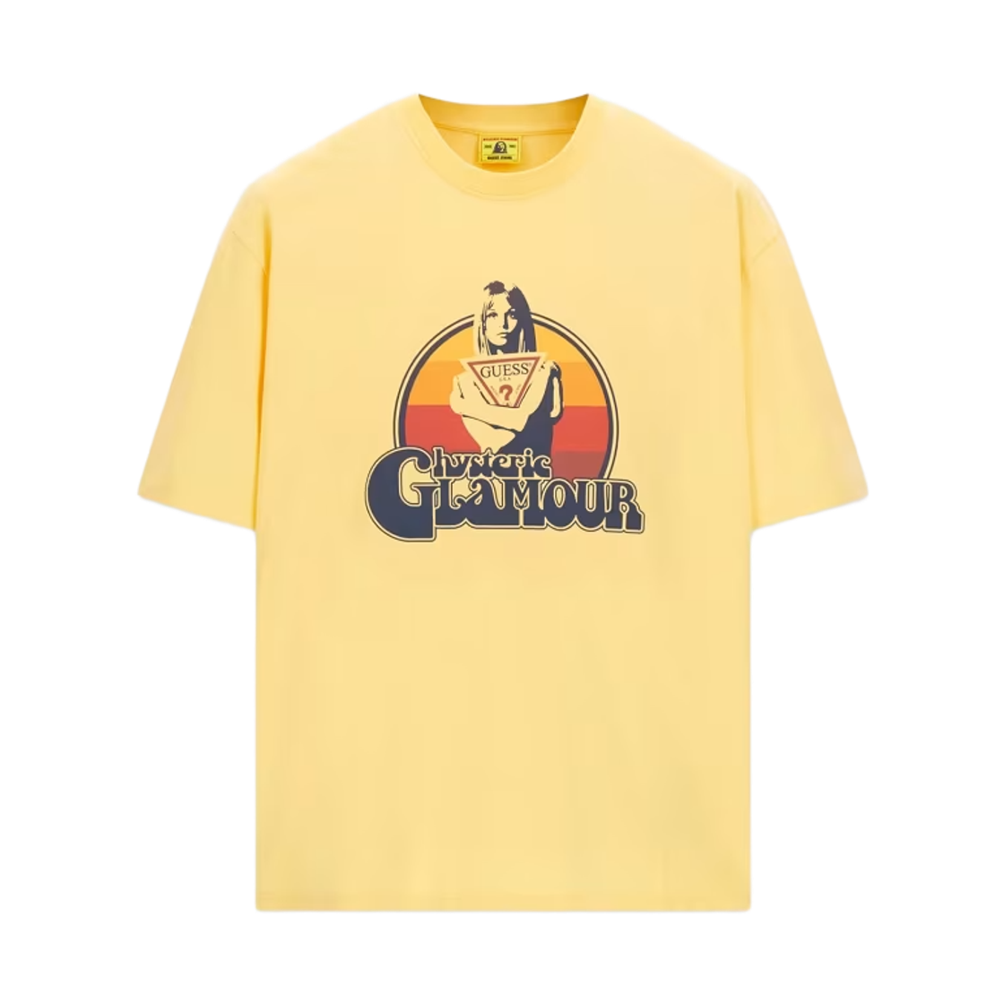 게스 진 x 히스테릭 글래머 프린티드 티셔츠 옐로우 멀티(GUESS Jeans x Hysteric Glamour Printed T-Shirt Yellow Multi)
