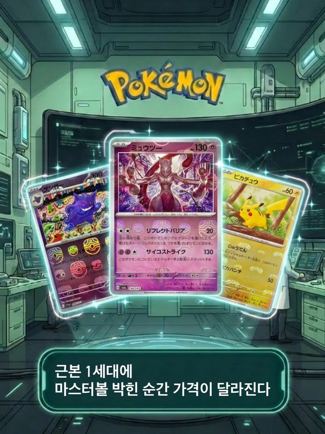 Pokemon TCG Gengar R Masterball Mirror Pokemon Card 151 (Japanese Ver.), Pokemon TCG Mewtwo R Masterball Mirror Pokemon Card 151 (Japanese Ver.) 착용 스타일 - 2