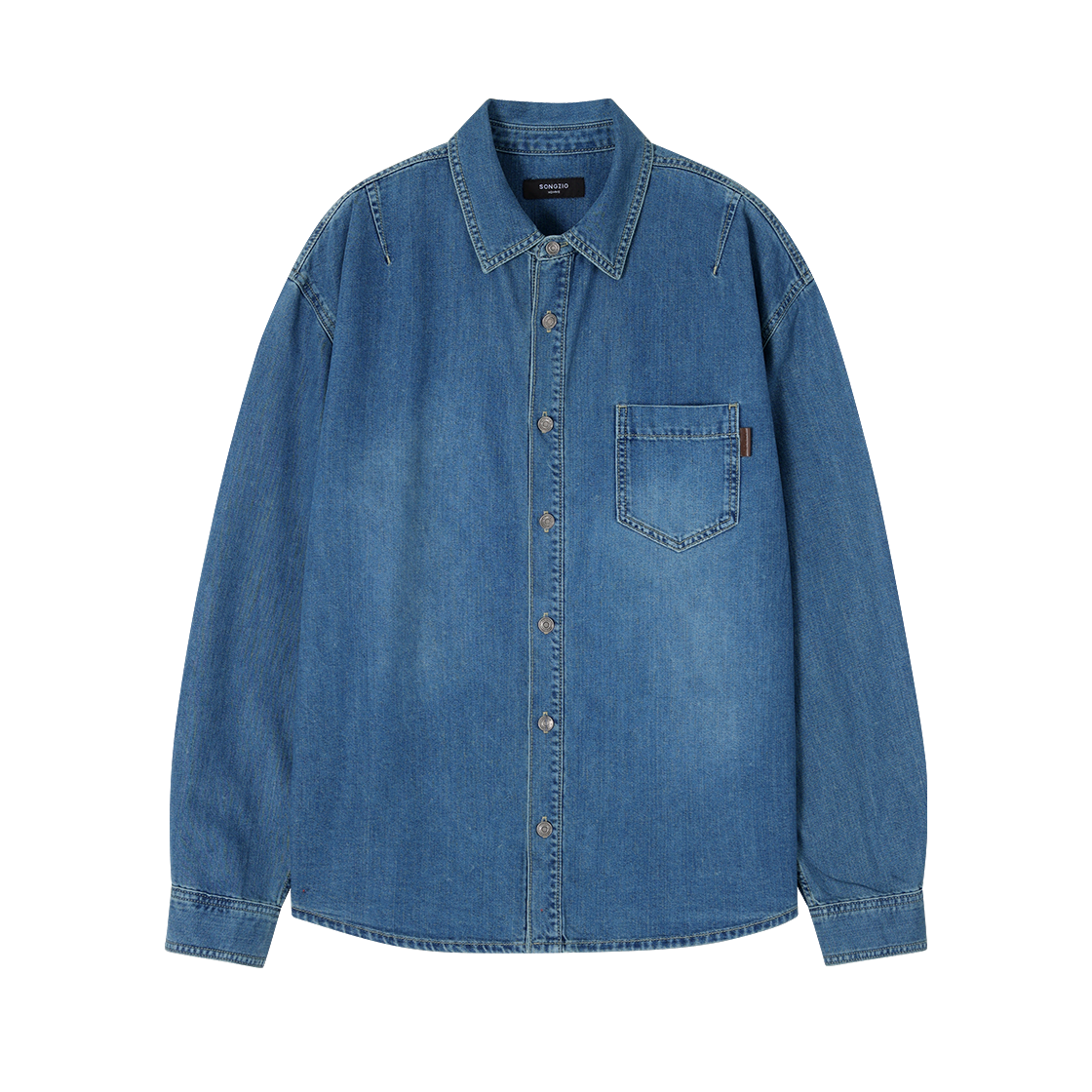 송지오 옴므 플로럴 엠브로이드 플루이드 데님 셔츠 블루(SONGZIO HOMME Floral Embroidered Fluid Denim Shirt Blue) - 1