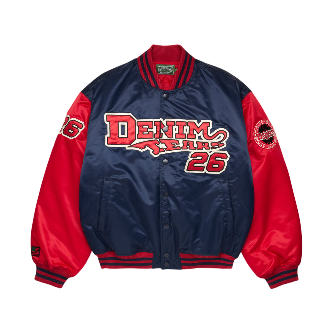 데님 티어스 DT 베이스볼 바시티 자켓 네이비(Denim Tears DT Baseball Varsity Jacket Navy) - 1