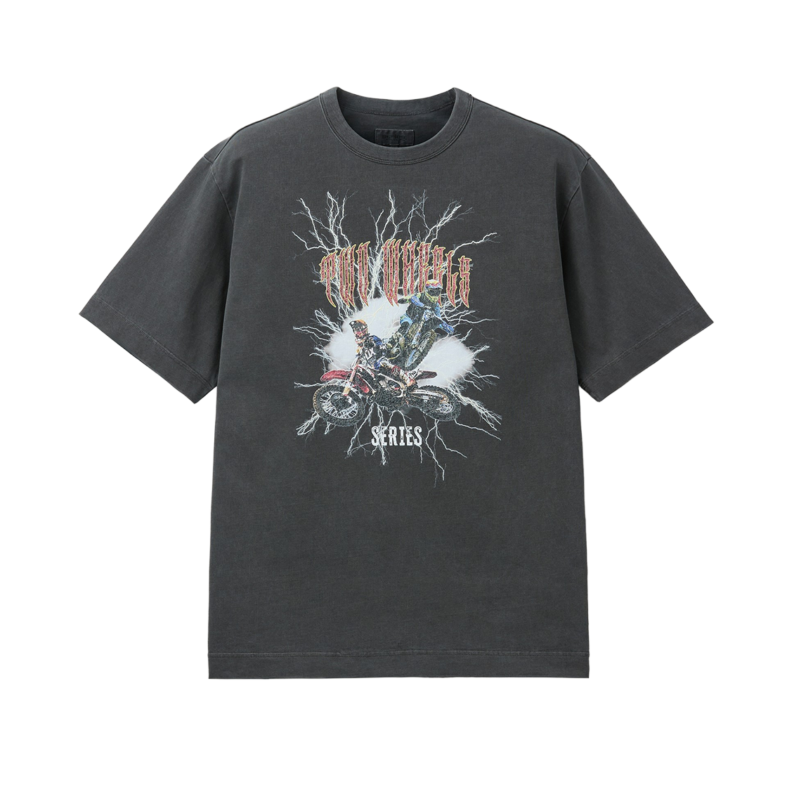 SATAM26821CHX SERIES Motorcycle Print Short Sleeve T-Shirt Charcoal