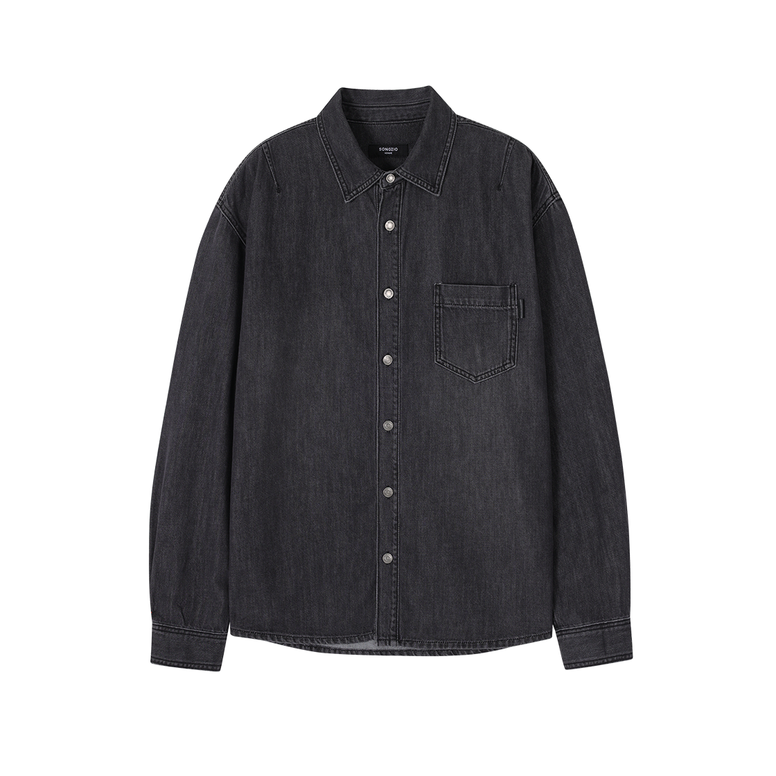 송지오 옴므 플로럴 엠브로이드 플루이드 데님 셔츠 그레이(SONGZIO HOMME Floral Embroidered Fluid Denim Shirt Grey) - 1