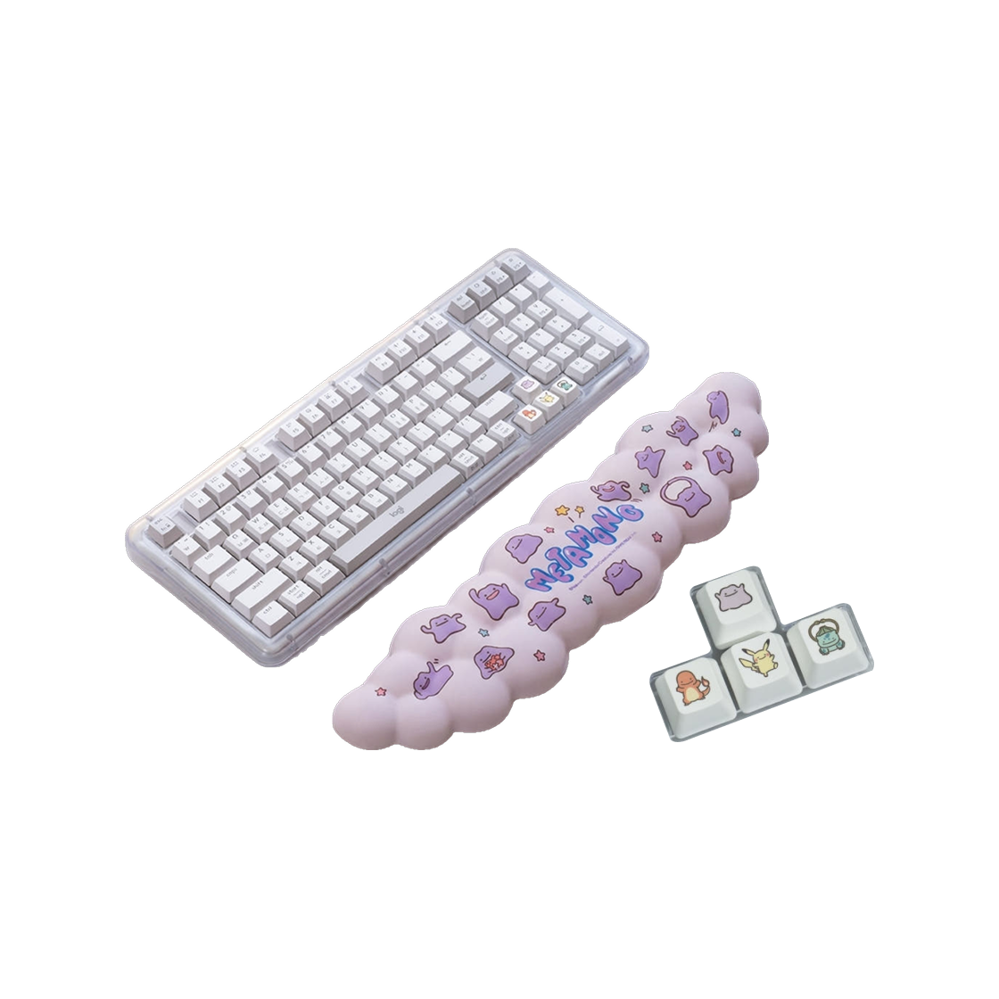로지텍 x 포켓몬 메타몽 에디션 K98M 무선 키보드 팜 레스트 & 키캡 오프 화이트(국내 정식 발매 제품)(Logitech x Pokemon Metamong Edition K98M Wireless Keyboard with Palm Rest & Keycpas Off White (Korean Ver.)) - 1