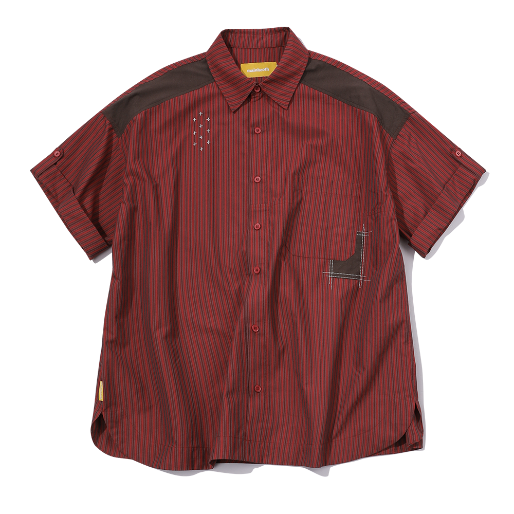 메인부스 패치워크 롤업 셔츠 레드(MAINBOOTH Patchwork Roll-up Shirt Red)