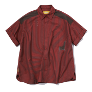 MAINBOOTH Patchwork Roll-up Shirt Red