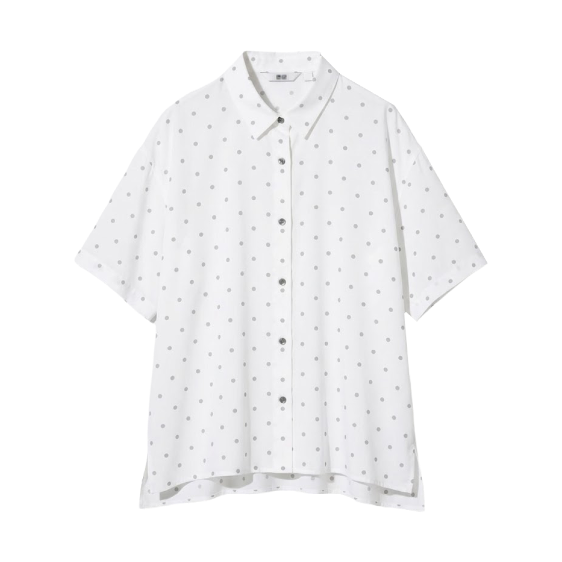 475643-01 (W) Uniqlo Rayon Printed Short Sleeves Blouse Off White - JP