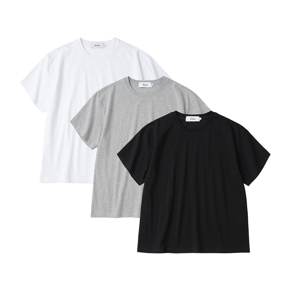 니티드 2PACK 코튼 크롭 티셔츠 3 컬러(Knitted 2PACK Cotton Crop T-Shirts 3 COLOR)