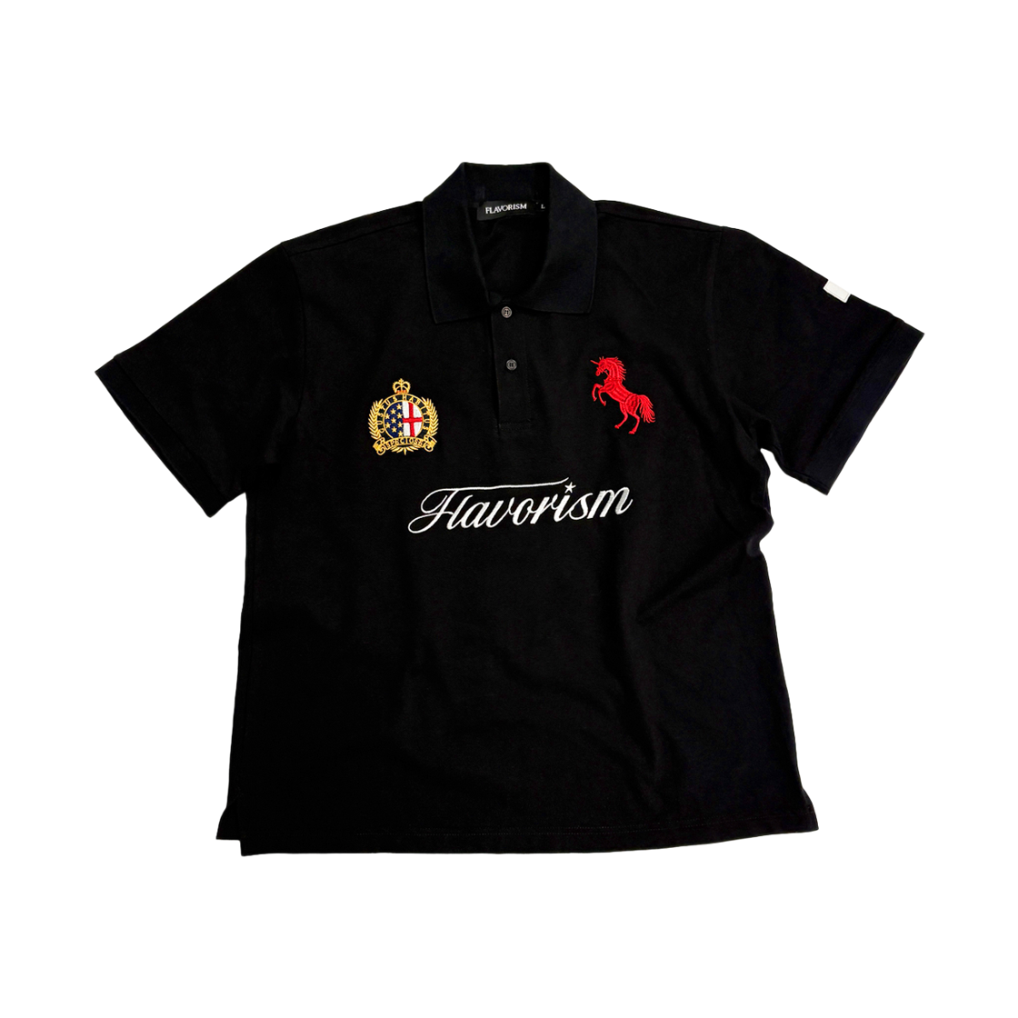 플레이버리즘 레드 홀스 피케 셔츠 블랙(Flavorism Red Horse Pique Shirt Black)