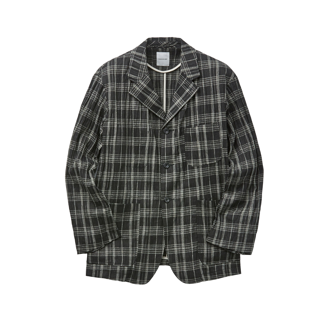 시리즈 사쥬 드 크레 린넨 체크 테일러드 자켓 블랙(SERIES Sage De Cret Linen Check Tailored Jacket Black)