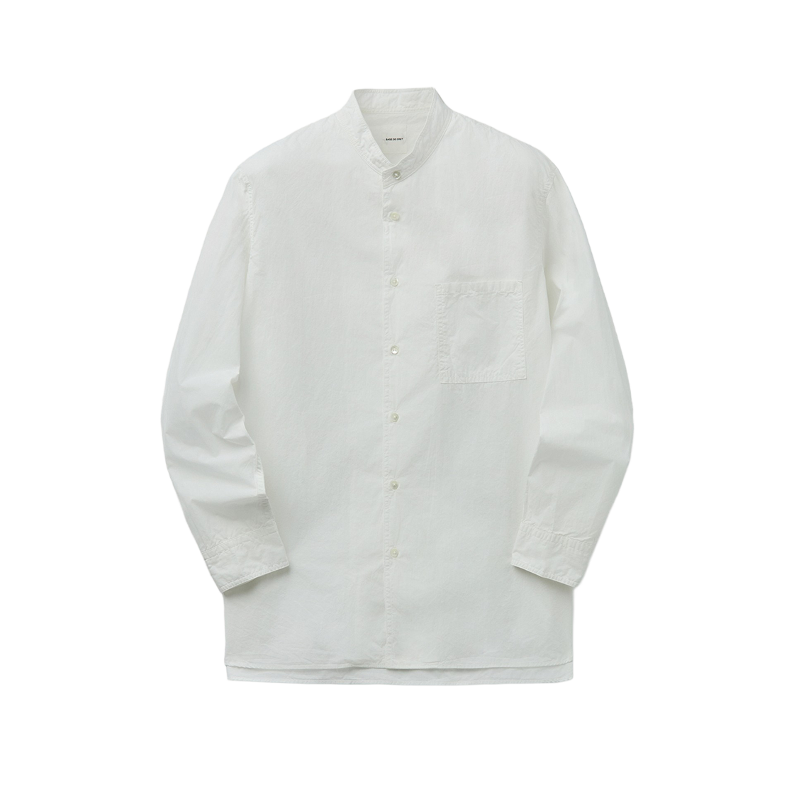 SVSFM26551WHX SERIES Sage De Cret Organic Cotton Broadcloth Stand Collar Long Shirt White