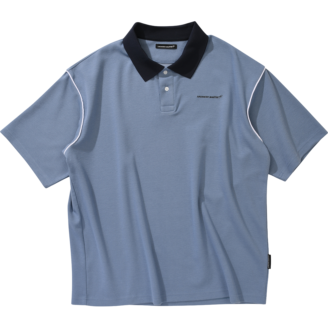록히드마틴 오버핏 파이핑 카라 티셔츠 블루