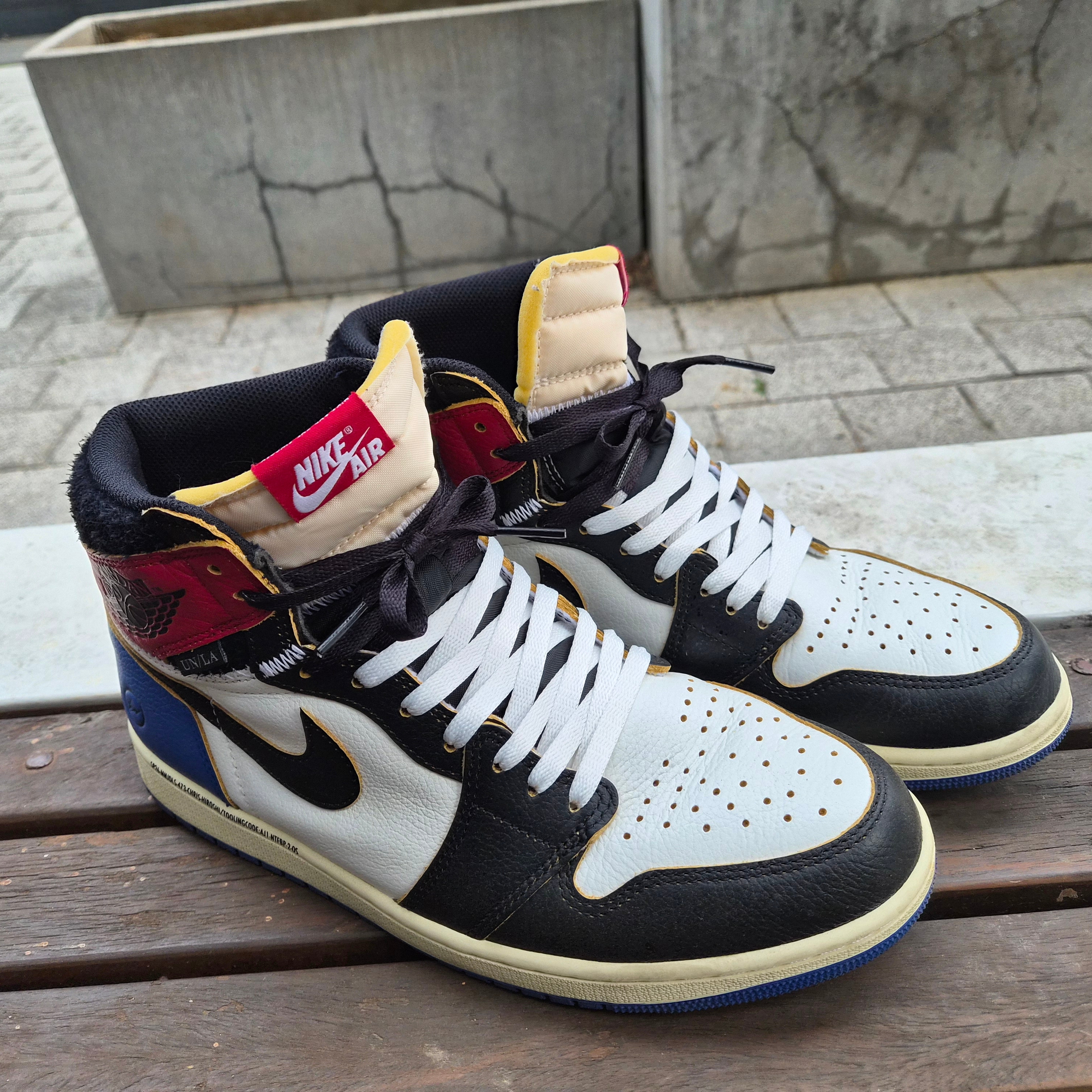 Jordan 1 x Fragment x Union LA Black and Varsity Red 착용 스타일