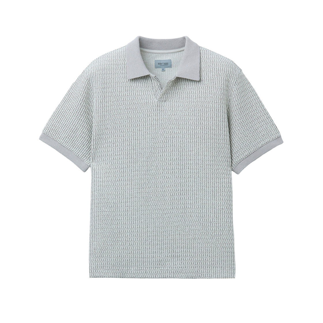 시리즈 조직감 오픈 카라 반팔 티셔츠 아이보리(SERIES Textured Open Collar Short Sleeve T-Shirt Ivory)