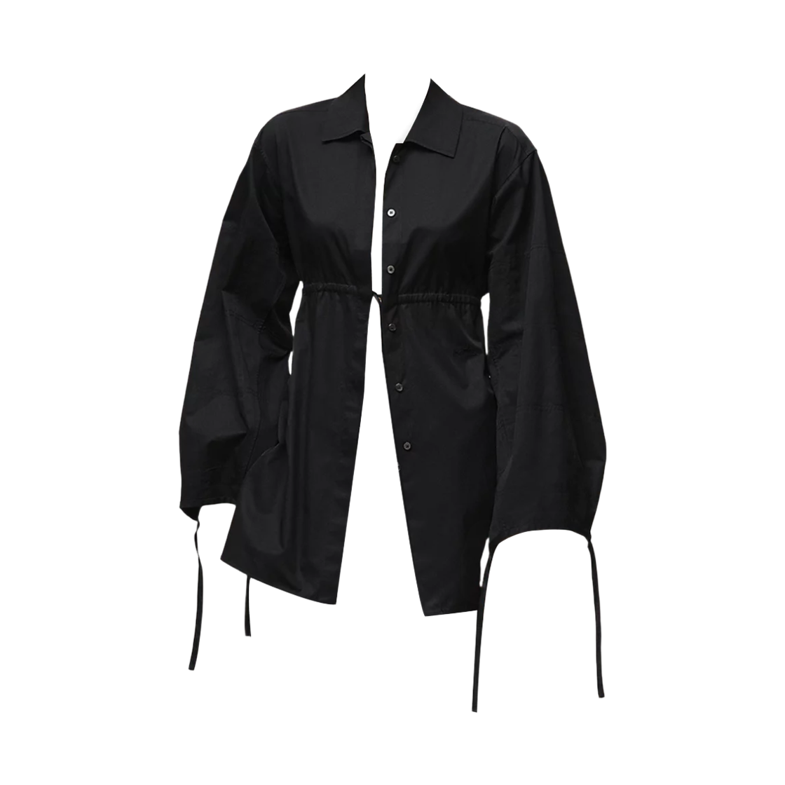 (W) 에르메스 트윌 코튼 드로우스트링 셔츠 누아((W) Hermes Twill Cotton Drawstring Shirt Noir)