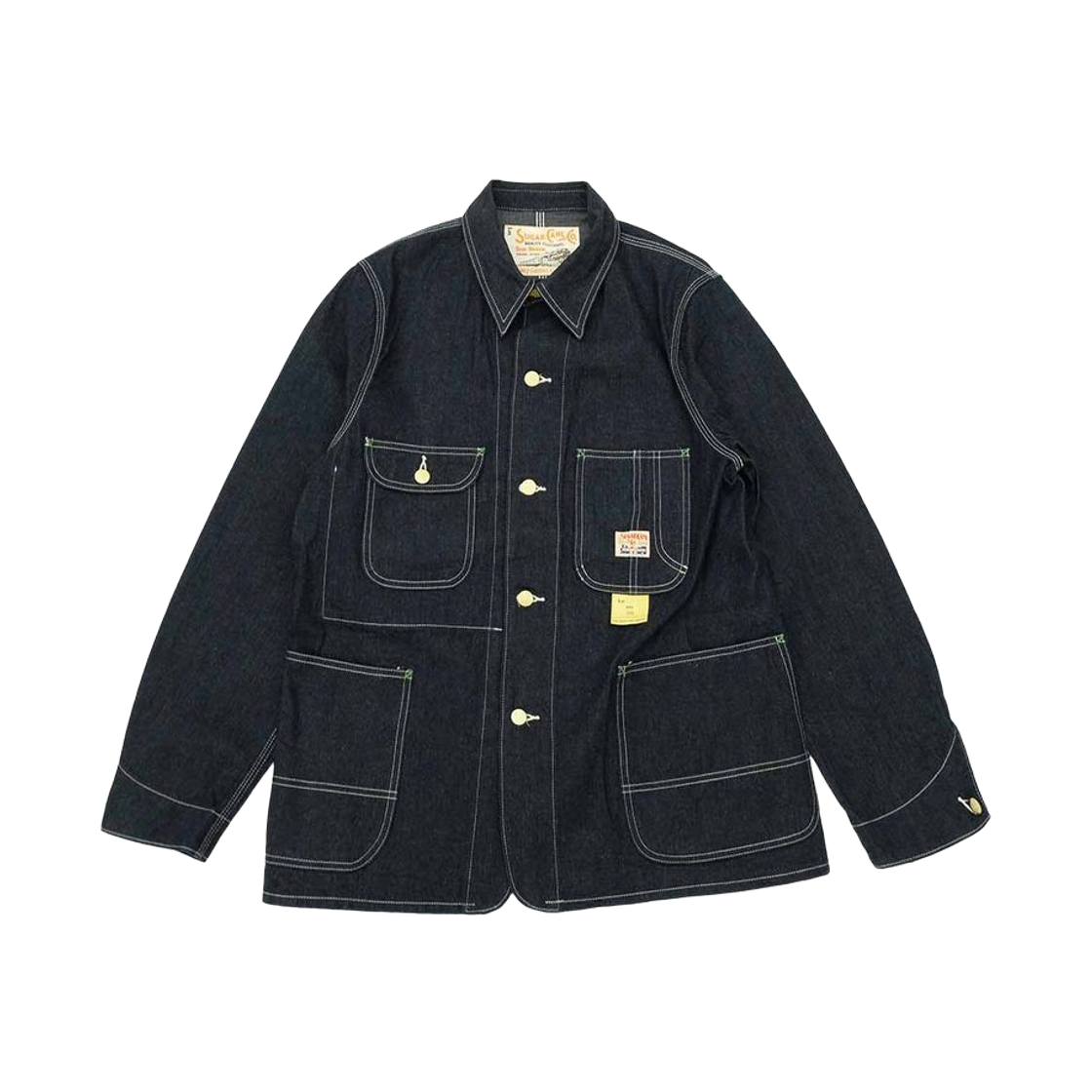 슈가 케인 11온즈 블루 데님 워크 코트 원 워시(Sugar Cane 11 oz. Blue Denim Work Coat One Wash)