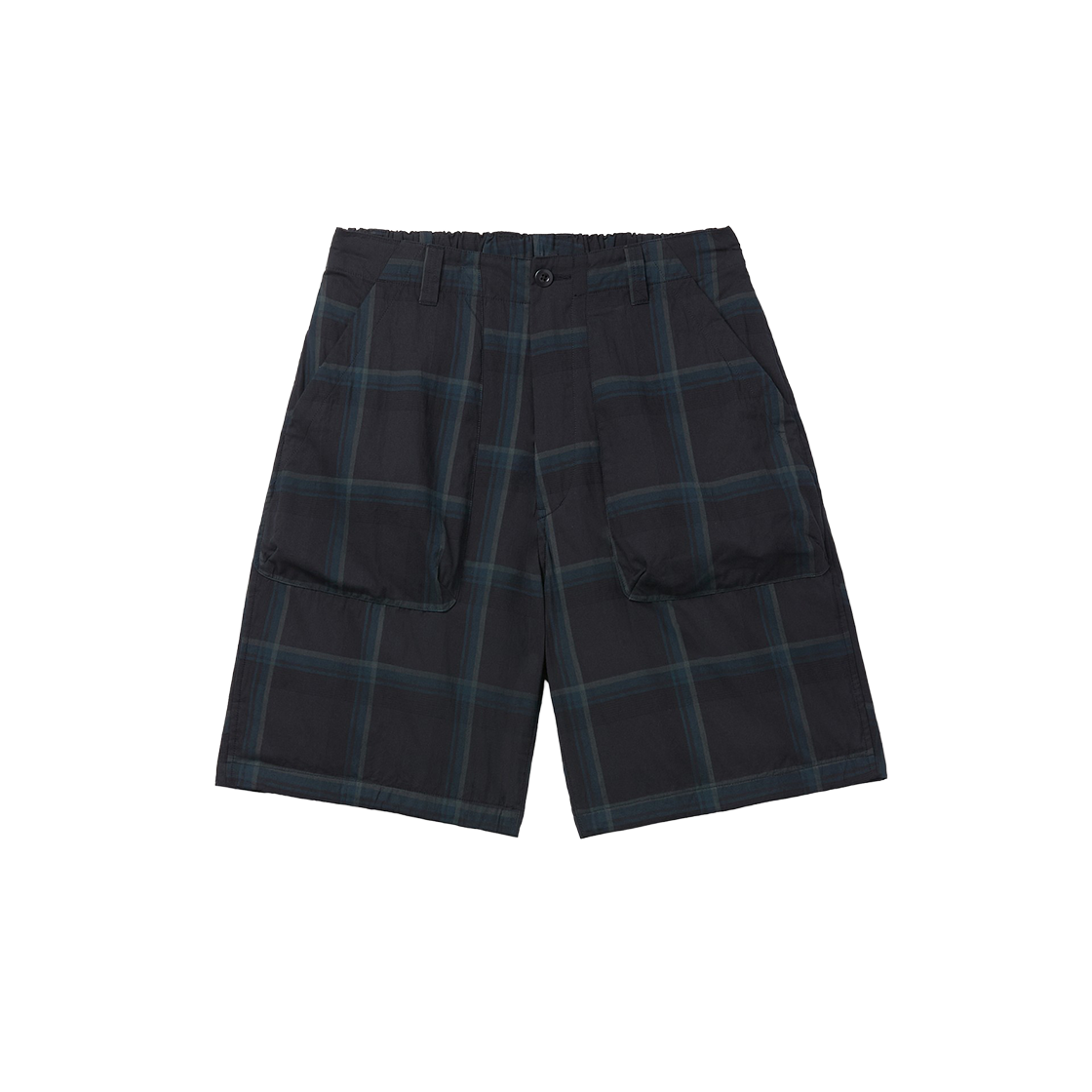 시리즈 사쥬 드 크레 오가닉 코튼 마드라스 피그먼트 와이드 쇼츠 그린(SERIES Sage De Cret Organic Cotton Madras Pigment Wide Shorts Green) - 1