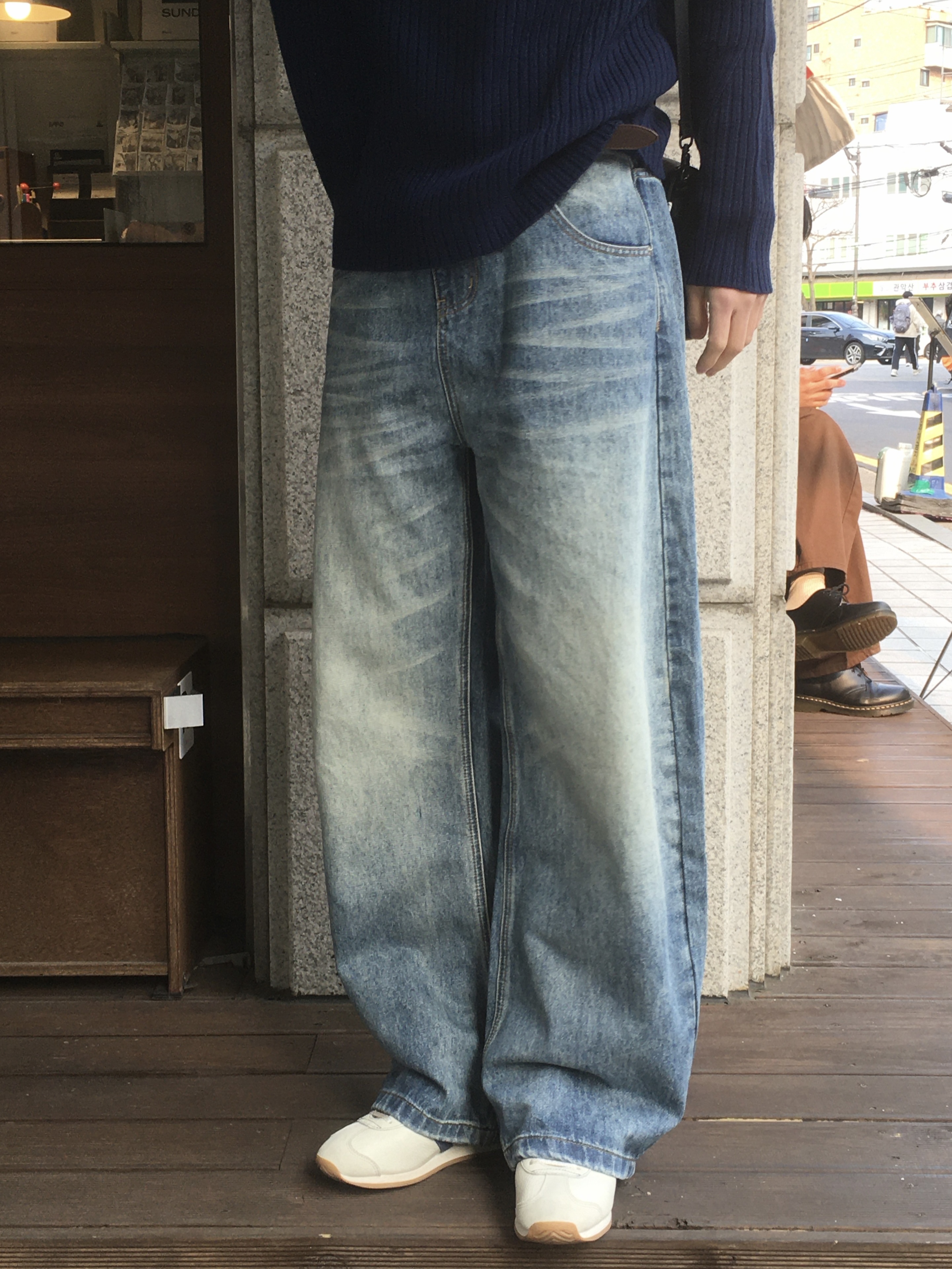 (W) Adidas Country OG Night Indigo Off White 착용 스타일 - 4