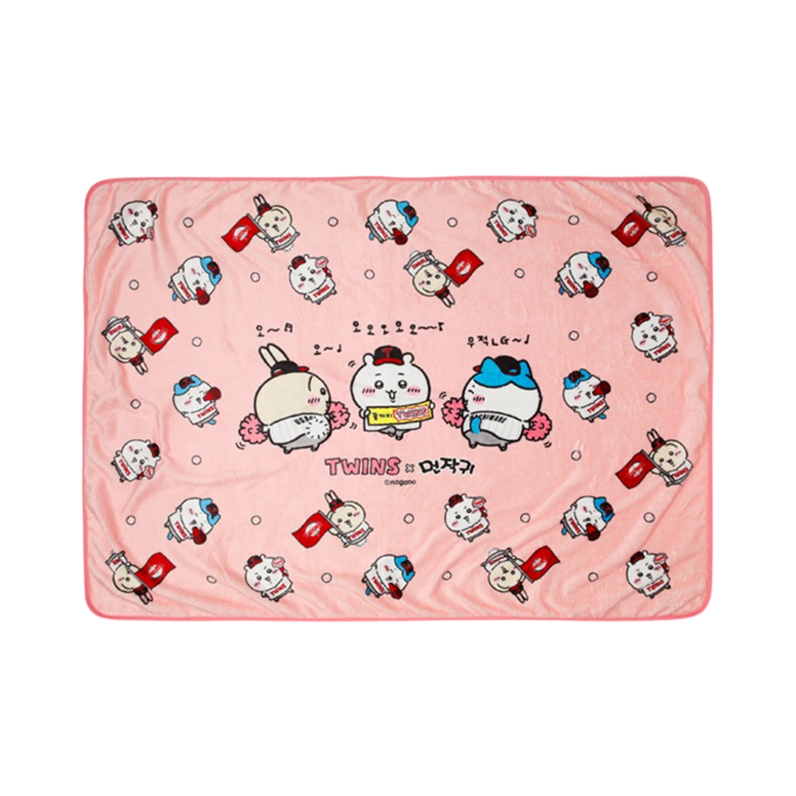 LG 트윈스 x 치이카와 캐릭터 패턴 블랭킷 핑크(LG Twins x Chiikawa Character Pattern Blanket Pink) - 1