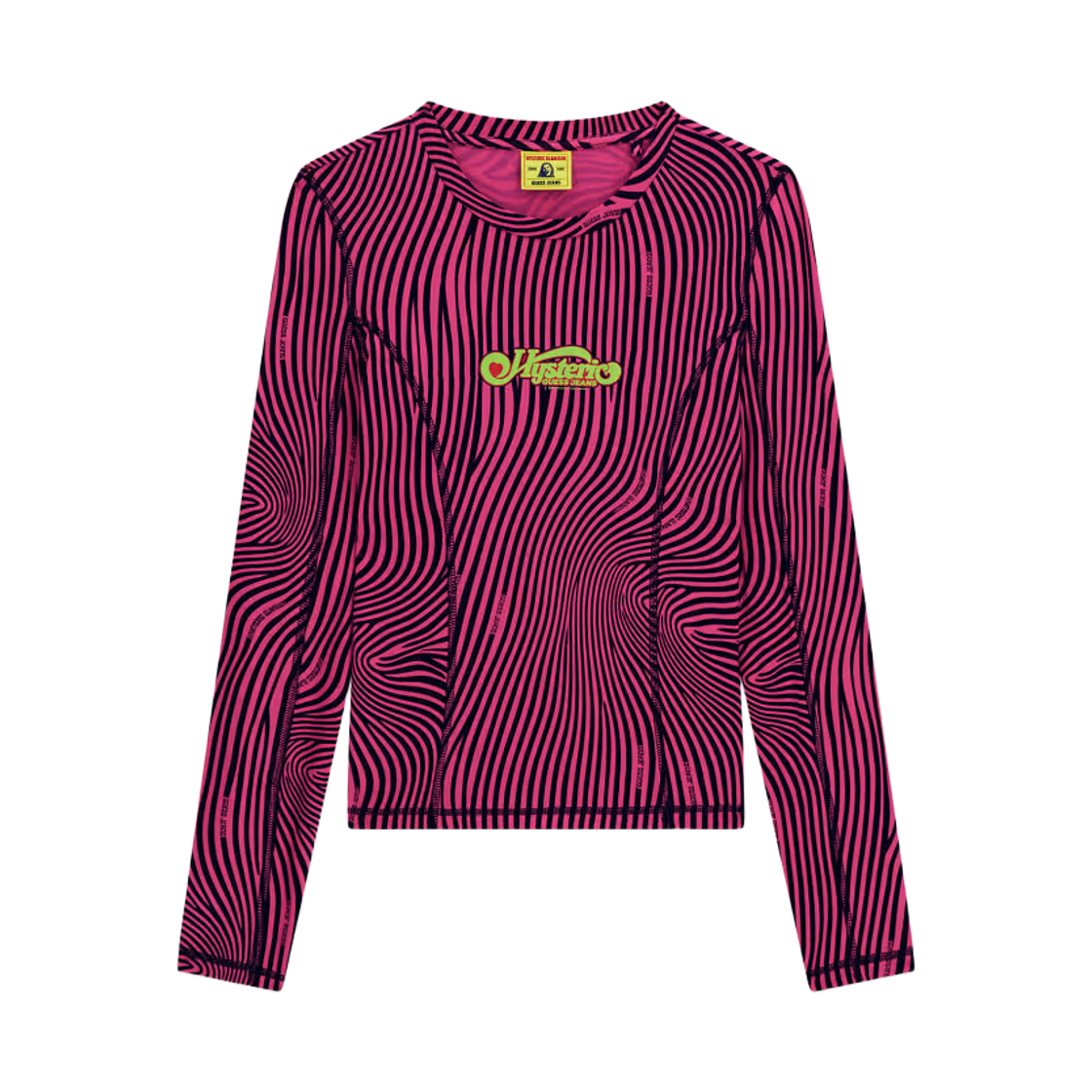 (W) 게스 진 x 히스테릭 글래머 프린티드 티셔츠 푸시아((W) GUESS Jeans x Hysteric Glamour Printed T-Shirt Fuchsia)
