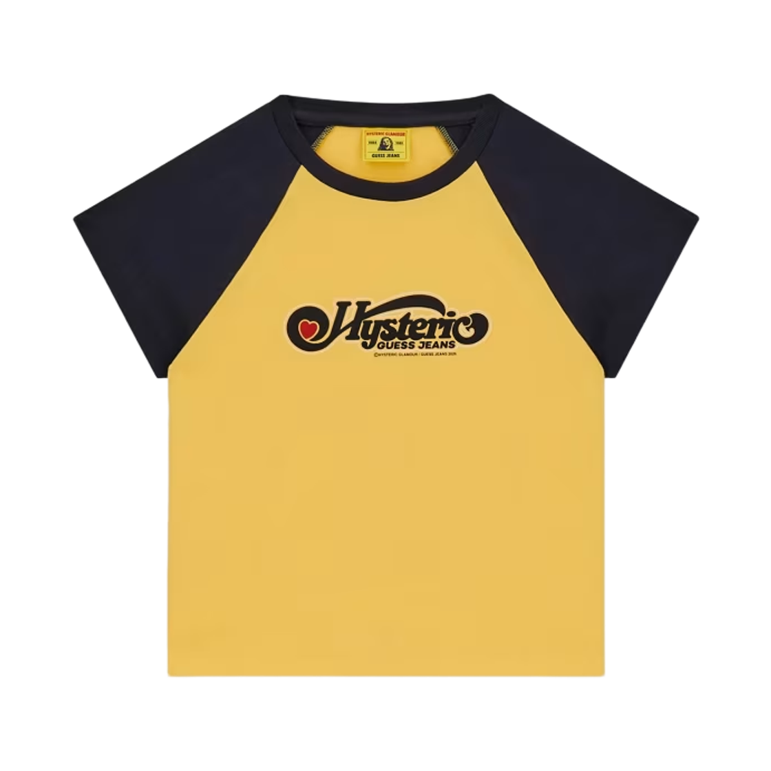 (W) 게스 진 x 히스테릭 글래머 프린티드 티셔츠 옐로우((W) GUESS Jeans x Hysteric Glamour Printed T-Shirt Yellow)