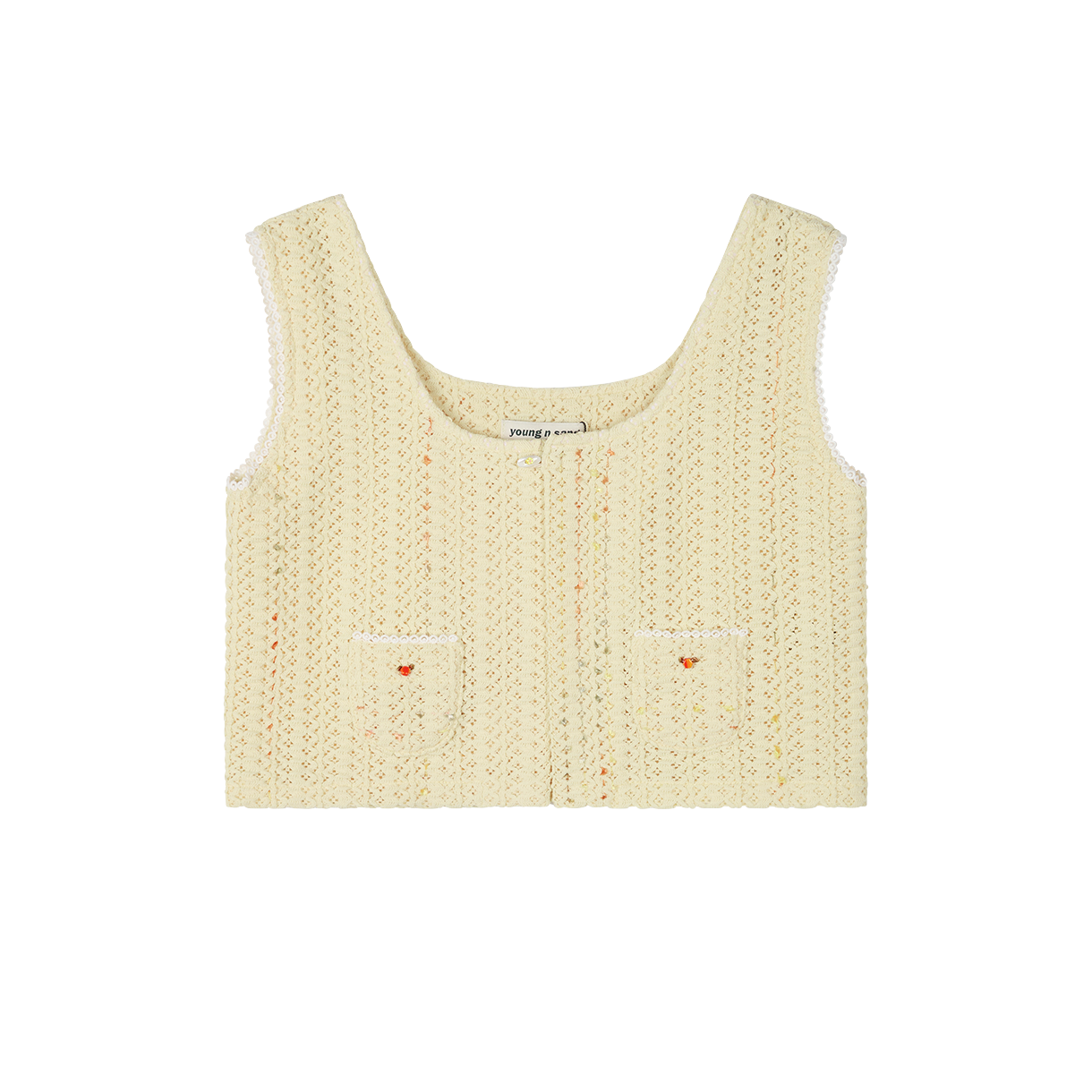 영 앤 생 우먼 옐로우 니트 크롭 베스트 옐로우 - 26SS(Young N Sang Women Yellow Knit Crop Vest Yellow - 26SS)