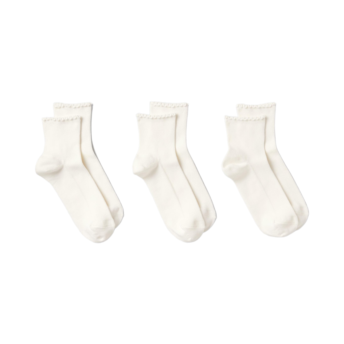 467322-00 (W) Uniqlo Crew Frill Socks White (3 Pack)