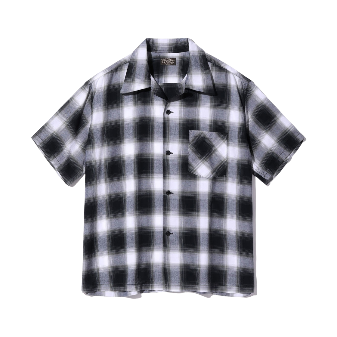 슈가 케인 레이온 옴브레 체크 오픈 셔츠 오프 화이트(Sugar Cane Rayon Ombre Check Open Shirt Off White) - 1