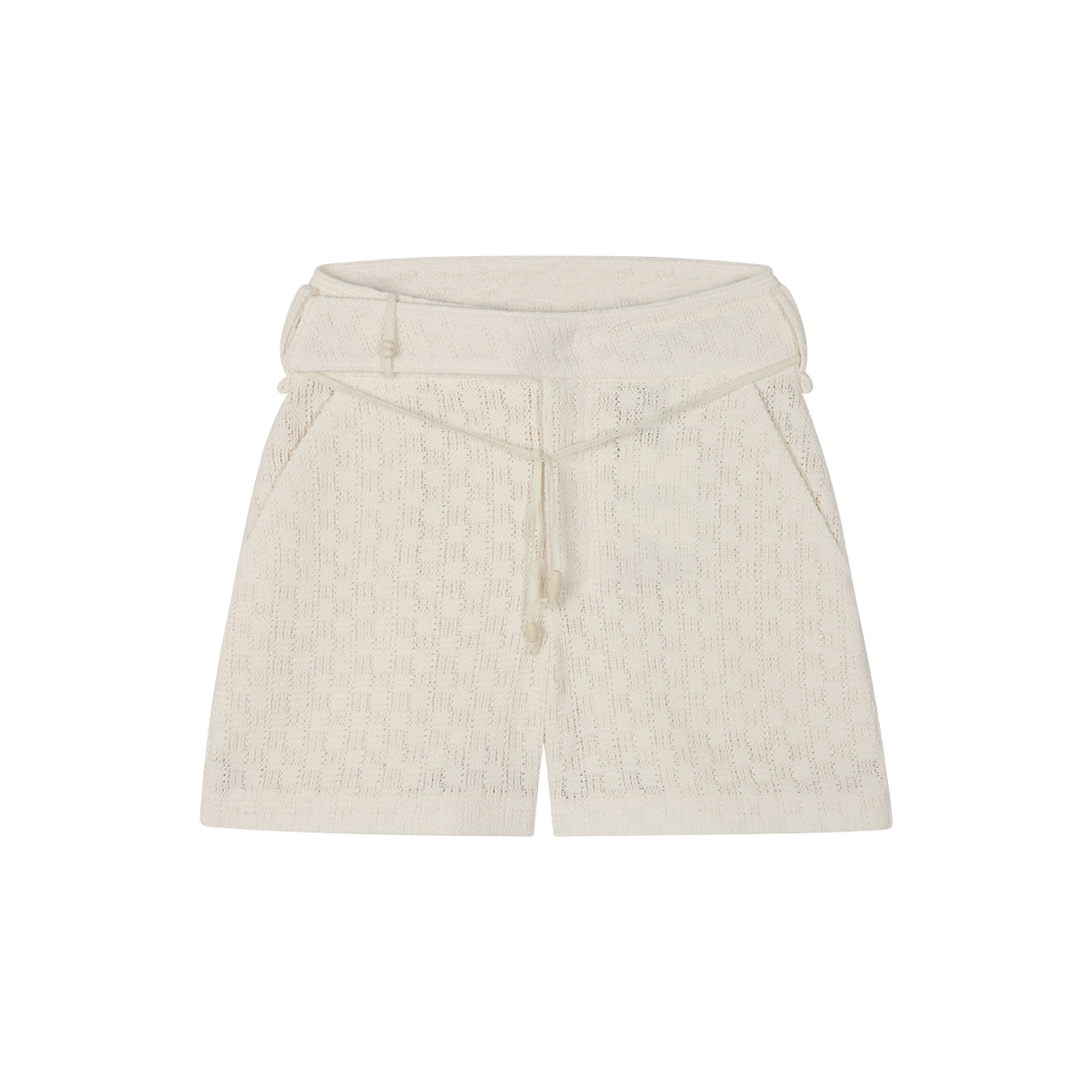영 앤 생 우먼 사이드 웨이스트 화이트 코드 니트 쇼츠 화이트 - 26SS(Young N Sang Women Side Waist White Cord Knit Shorts White - 26SS)