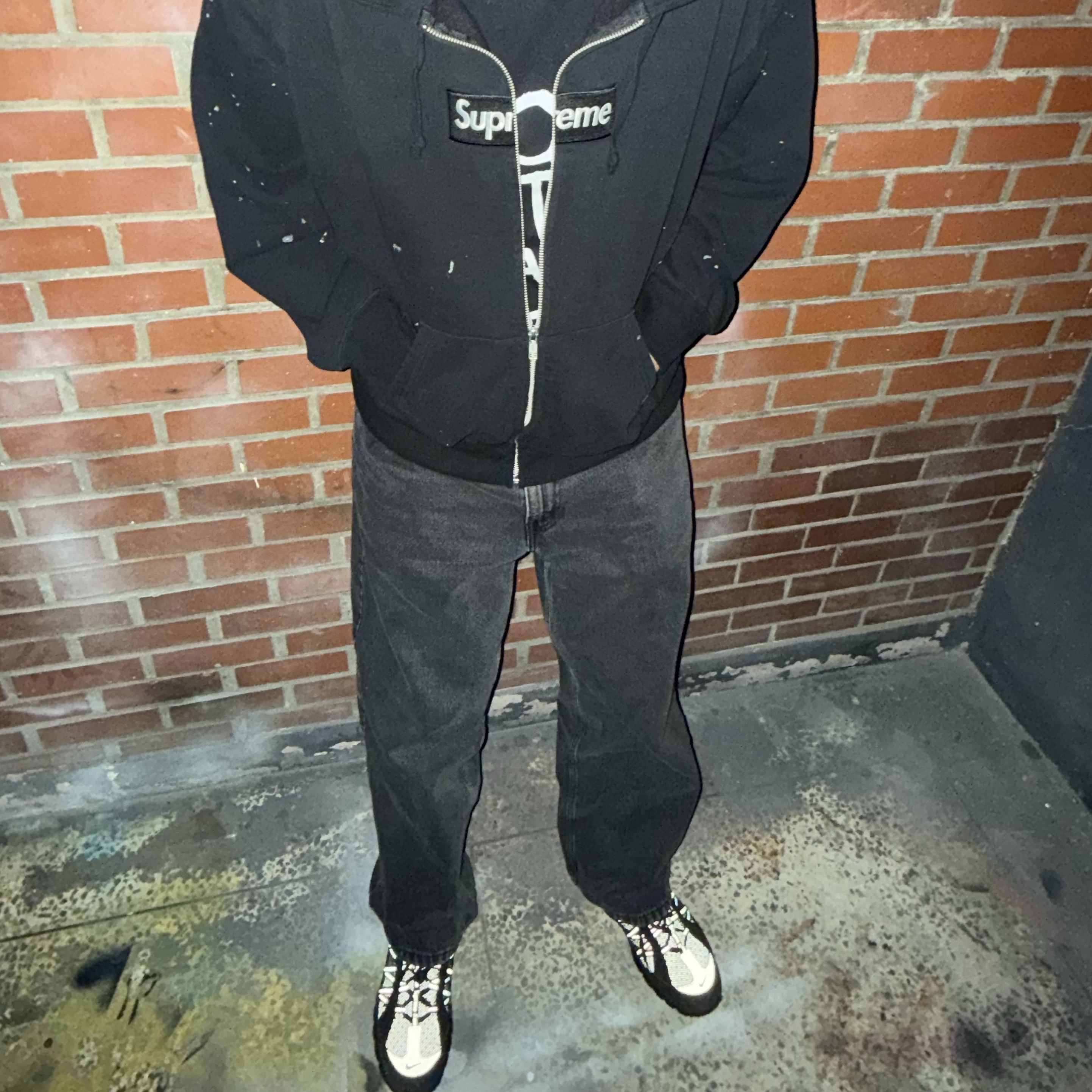 Supreme x MM6 Maison Margiela Box Logo Zip Up Hooded Sweatshirt Black - 26SS, Nike x Supreme Air Humara 17 Black 착용 스타일 - 1