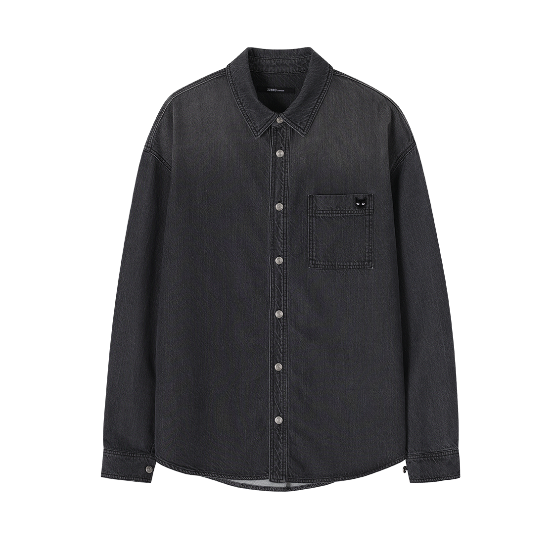 SI2SH825BK SONGZIO ZZERO Panther Fluid Denim Shirt Black