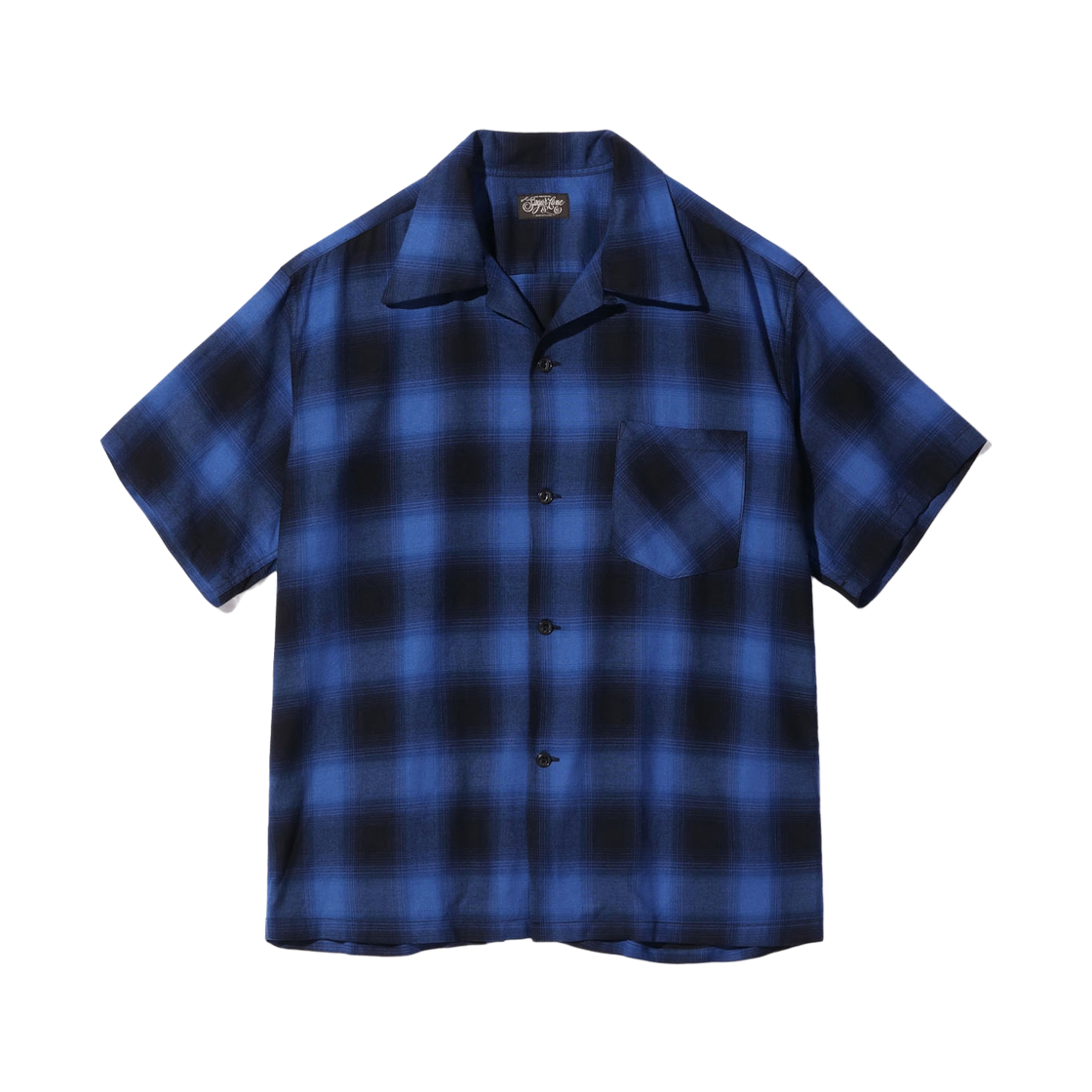슈가 케인 레이온 옴브레 체크 오픈 셔츠 블루(Sugar Cane Rayon Ombre Check Open Shirt Blue) - 1