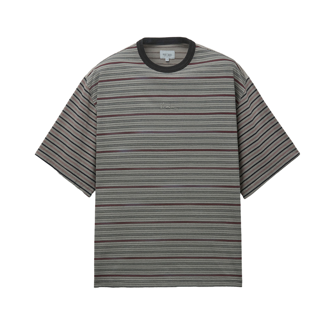 시리즈 다잉 스트라이프 반팔 티셔츠 그레이(SERIES Dyed Stripe Short Sleeve T-Shirt Gray)