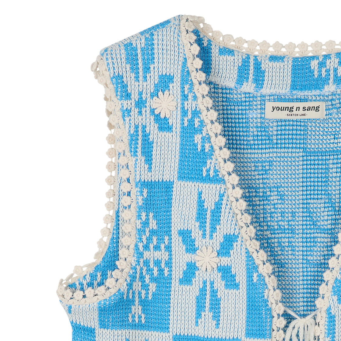 영 앤 생 우먼 스노우플레이크 베스트 블루 - 26SS(Young N Sang Women Snowflake Vest Blue - 26SS) - 5