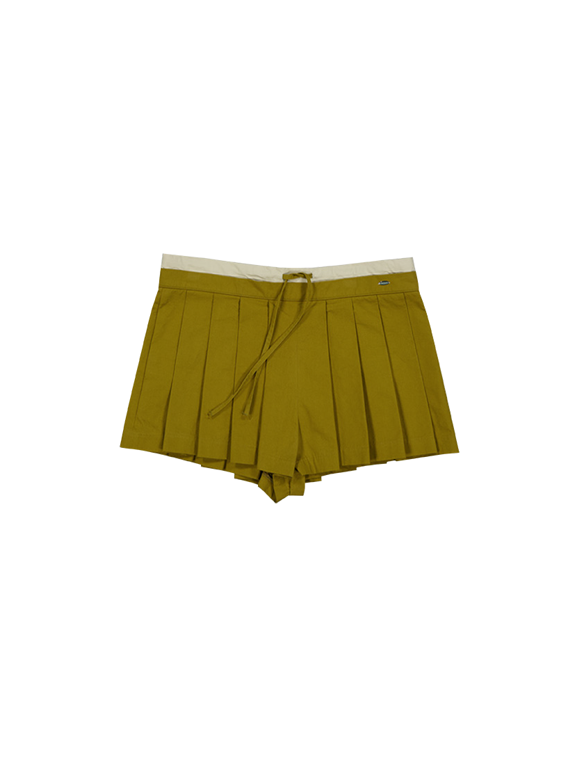 뮈르뮈르 폴카 배색 플리츠 스커트 팬츠 카키올리브(Murmure Polka Pleated Skirt Pants Khakiolive)