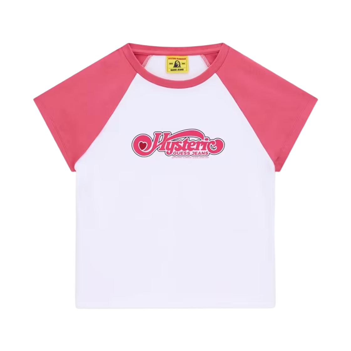 (W) 게스 진 x 히스테릭 글래머 프린티드 티셔츠 핑크((W) GUESS Jeans x Hysteric Glamour Printed T-Shirt Pink)