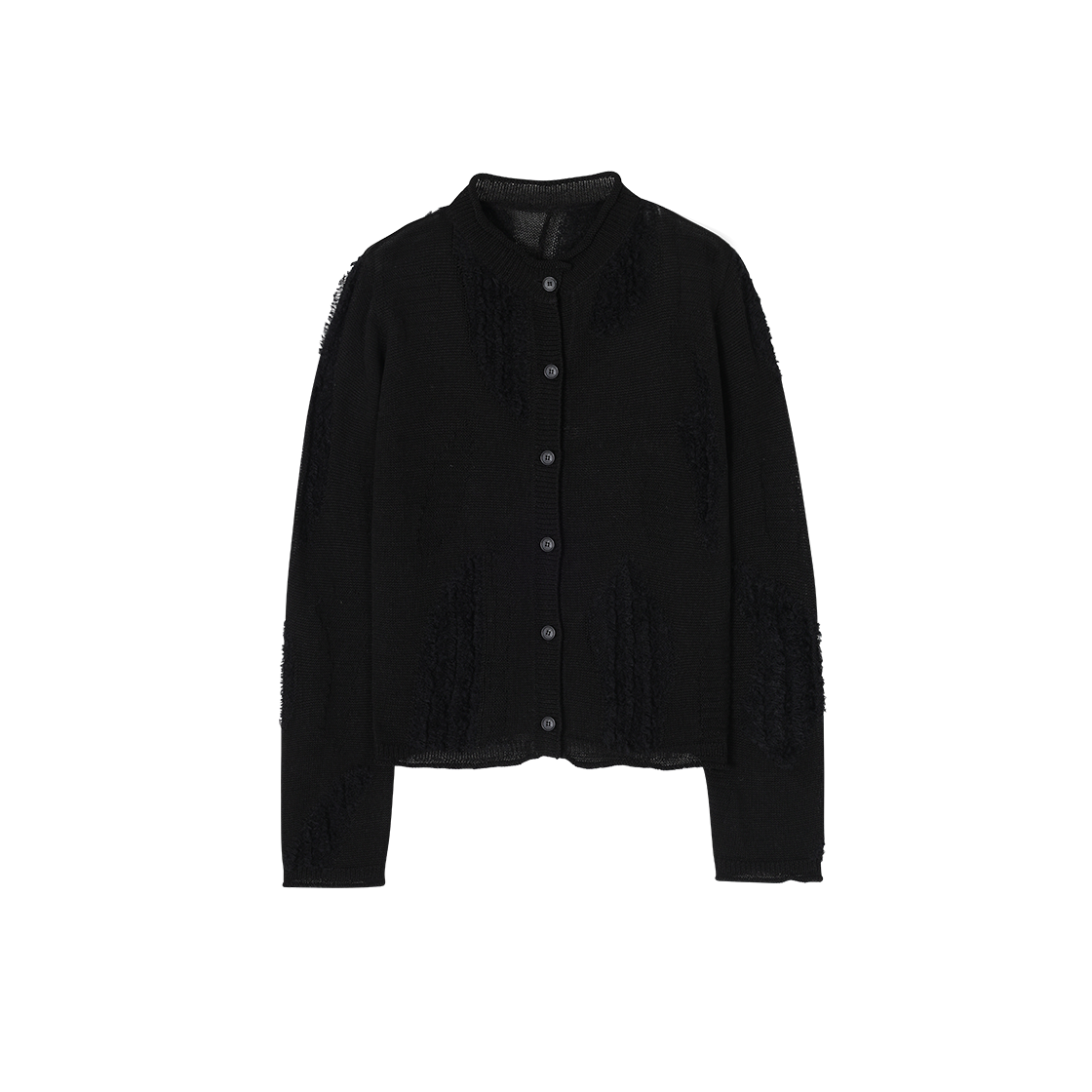 (W) 송지오 페인티드 인타샤 가디건 블랙((W) SONGZIO Painted Intarsia Cardigan Black) - 1