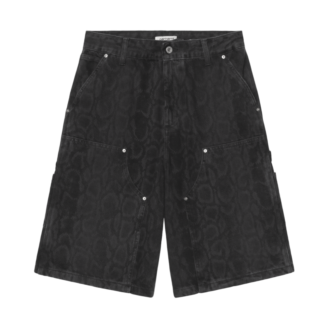 (W) 칼하트 WIP 스네이크 닉슨 더블 니 쇼츠 스네이크 카모 블랙((W) Carhartt WIP Snake Nixon Double Knee Short Snake Camo Black) - 1