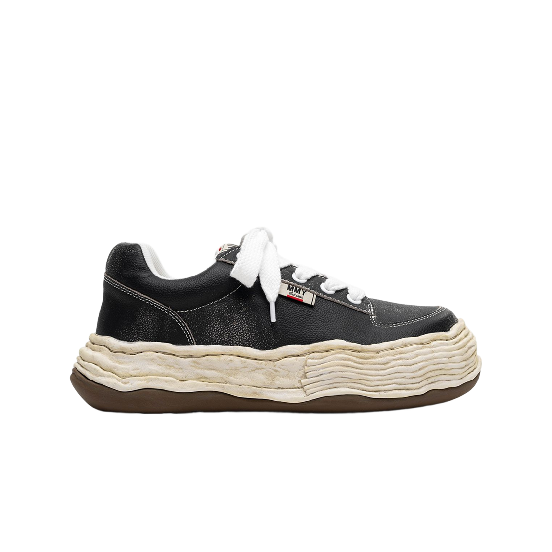 A16FW707-BLACK Maison Mihara Yasuhiro Oliver OG Sole Shrink Leather Low-Top Sneakers Black