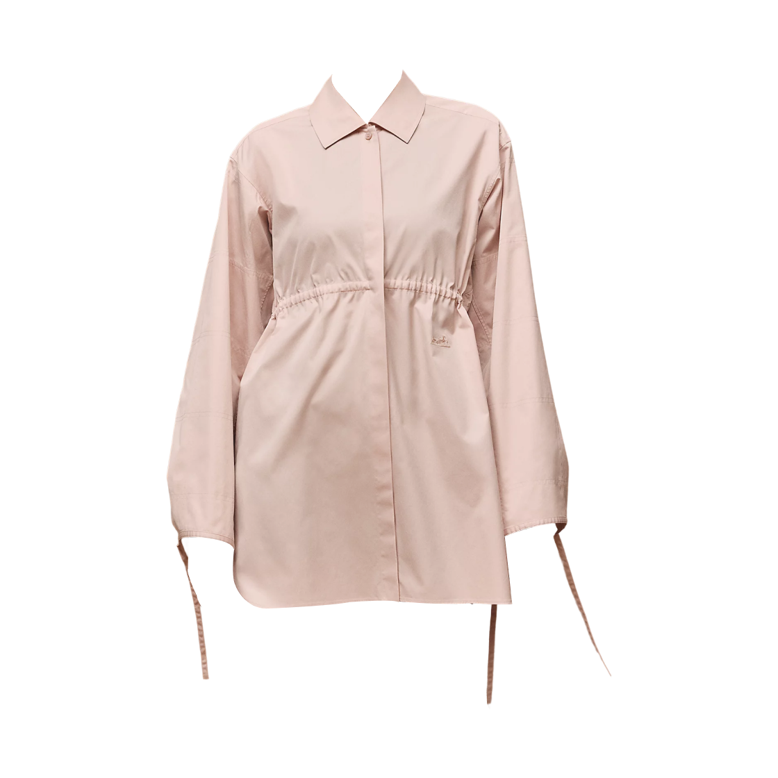 (W) 에르메스 트윌 코튼 드로우스트링 셔츠 로즈 팔로미노((W) Hermes Twill Cotton Drawstring Shirt Rose Palomino) - 1