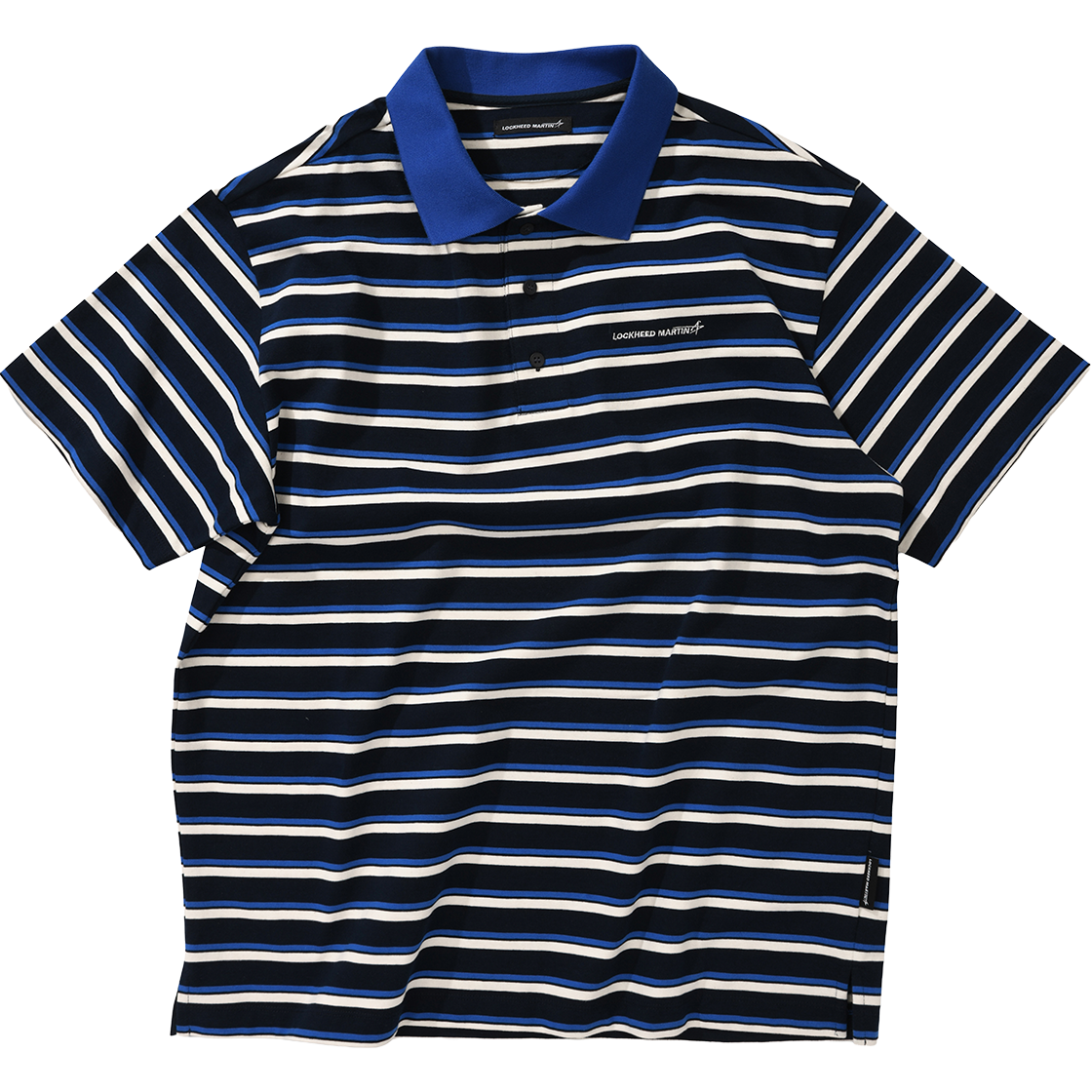 록히드마틴 멀티 스트라이프 카라 티셔츠 네이비