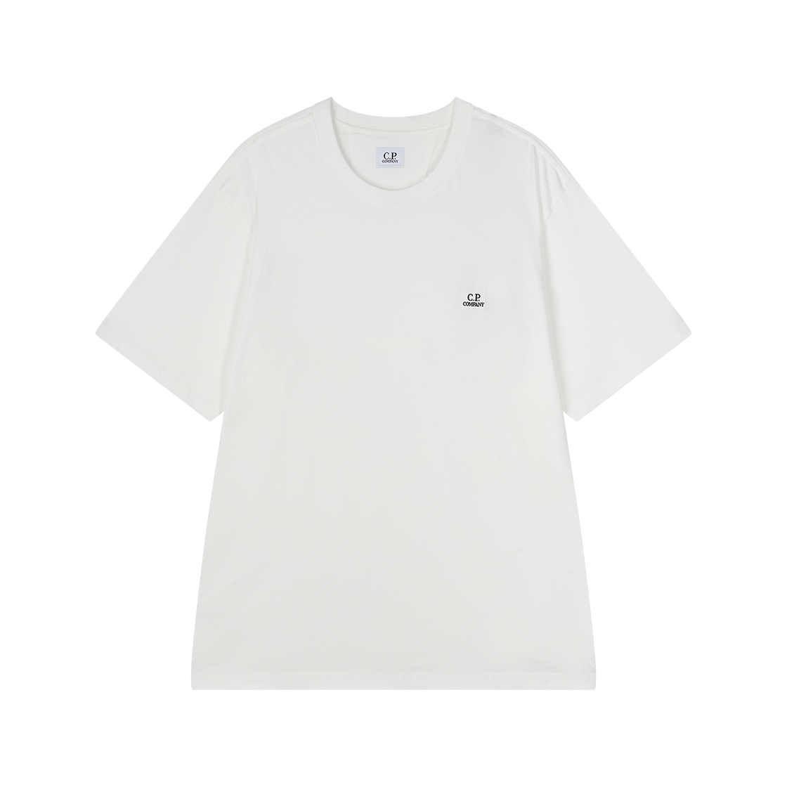 C.P. 컴퍼니 30/1 저지 쇼트 슬리브 로고 패치 티셔츠 거즈 화이트 - 26SS(C.P. Company 30/1 Jersey Short Sleeve Logo Patch T-Shirt Gauze White - 26SS)