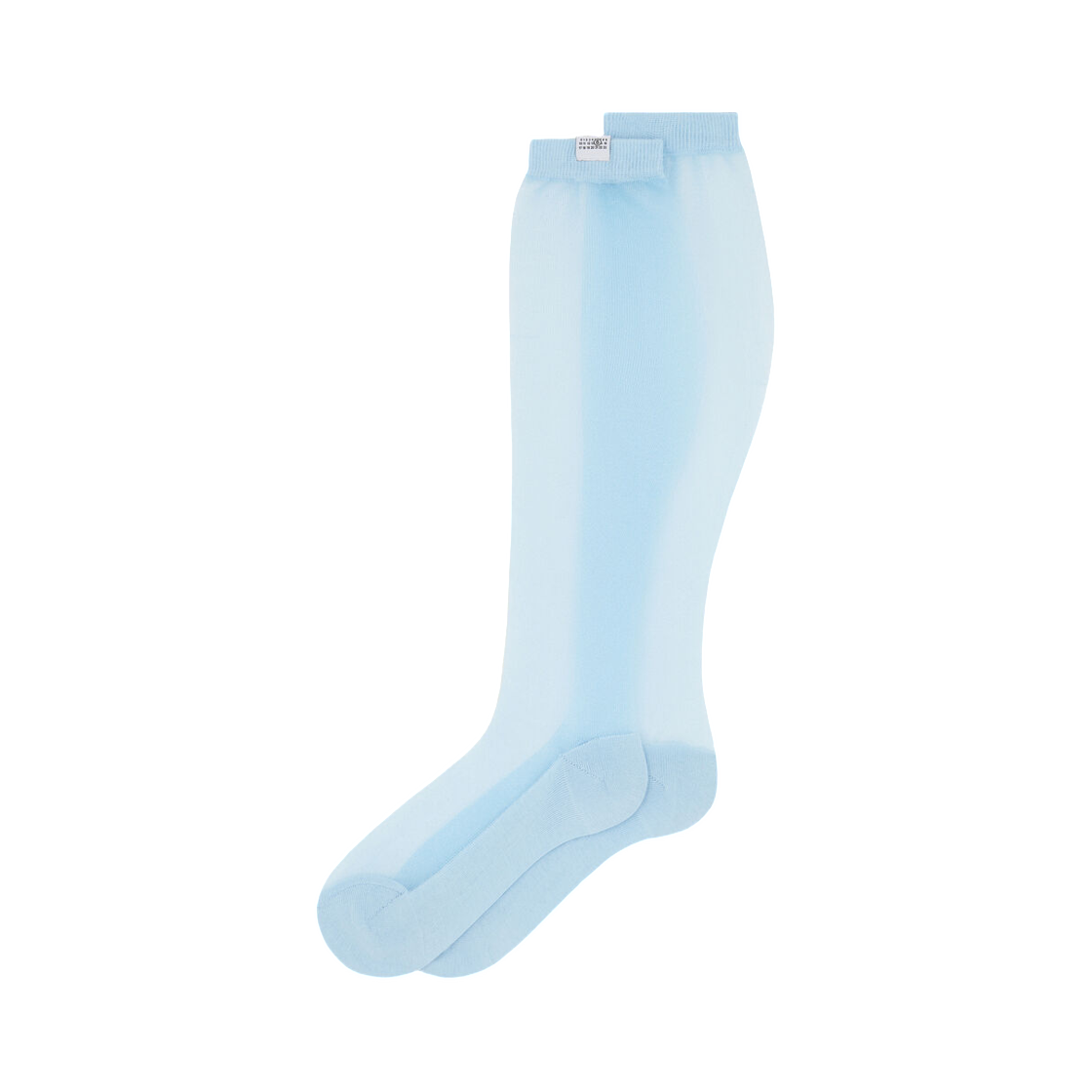 S62TL0048M13272512 MM6 Maison Margiela Sheer Knee-High Socks Light Blue