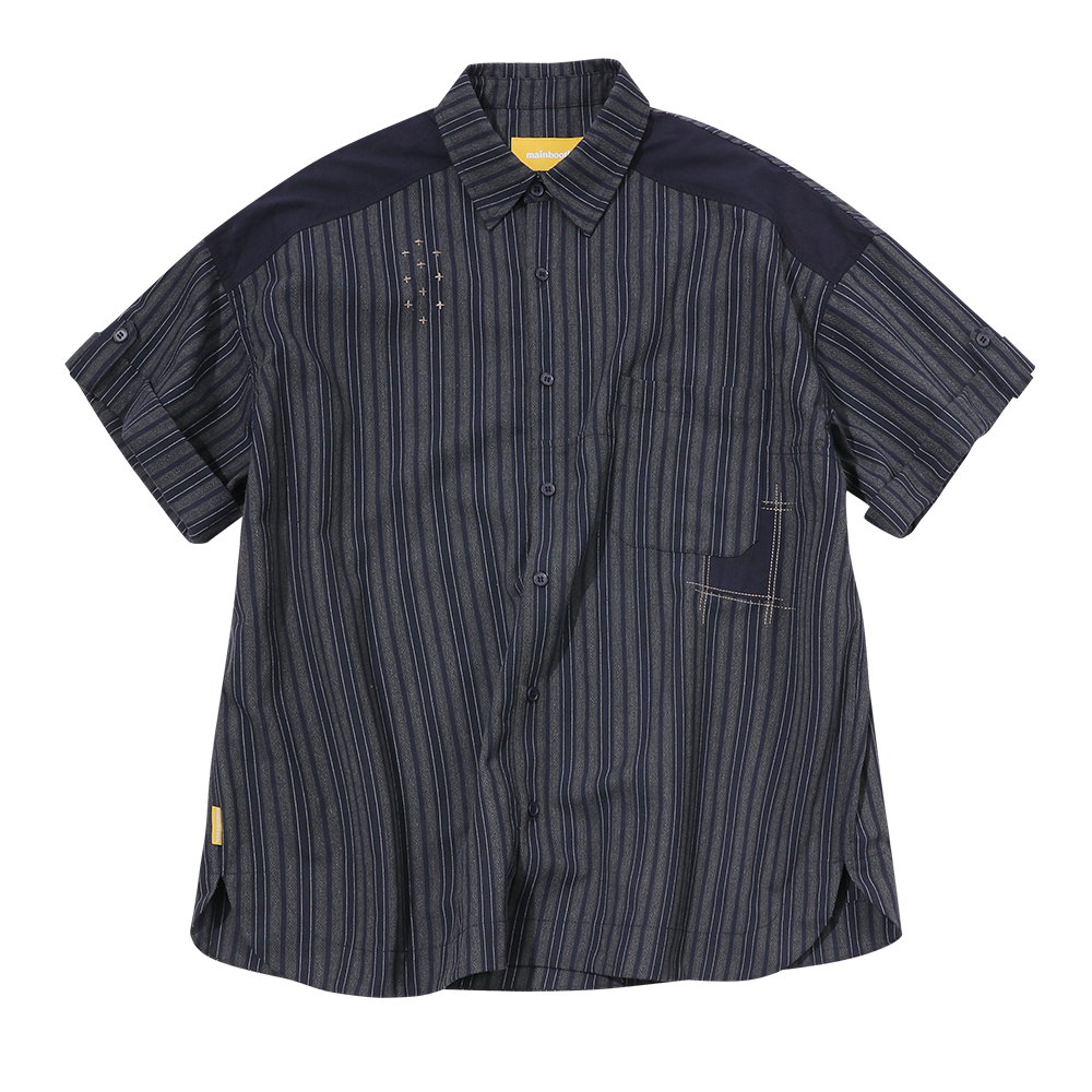 메인부스 패치워크 롤업 셔츠 네이비(MAINBOOTH Patchwork Roll-up Shirt Navy) - 1