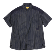 MAINBOOTH Patchwork Roll-up Shirt Navy
