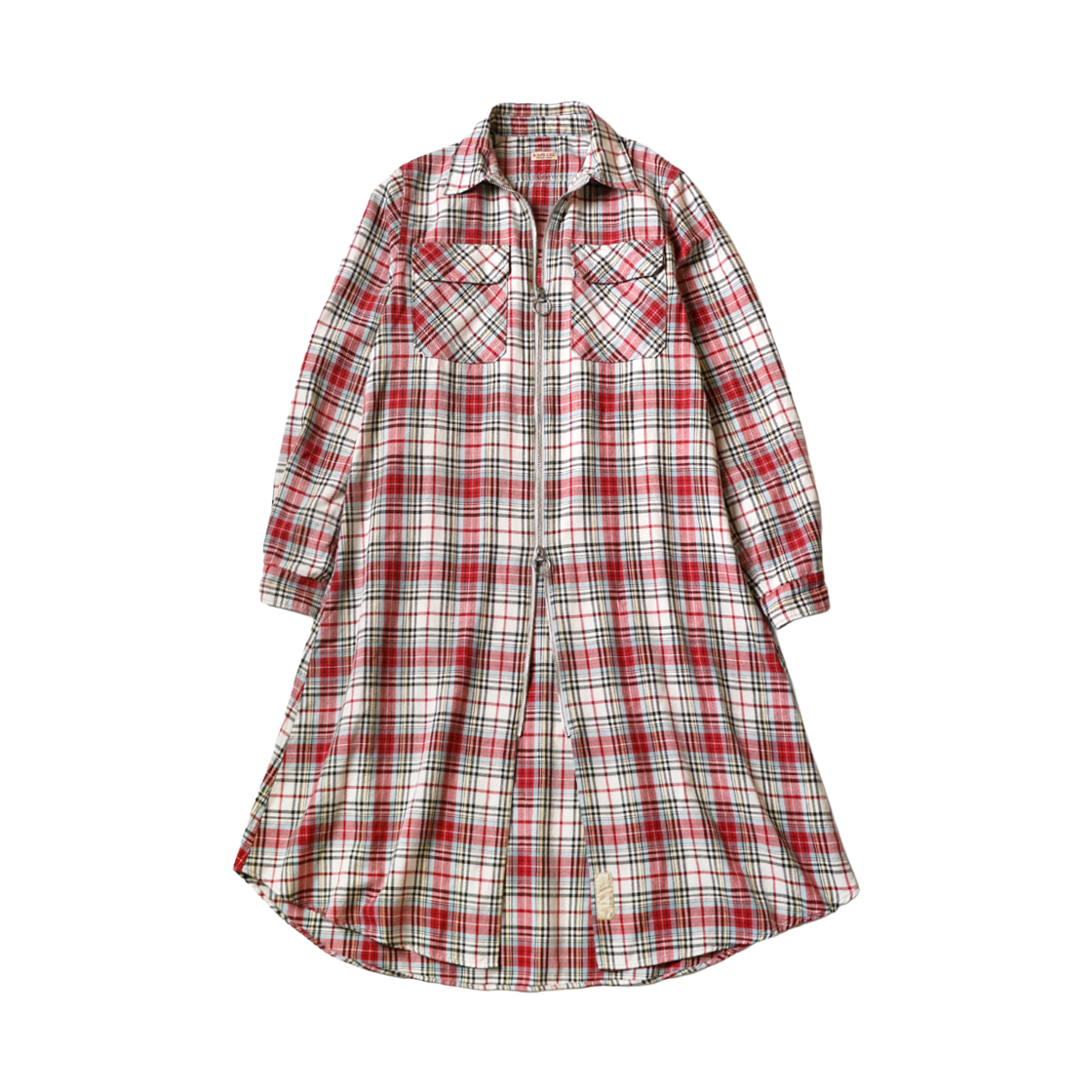 (W) 캐피탈 컬럼비아 체크 드리즐러 워크 셔츠 드레스 레드((W) Kapital Columbia Check Drizzler Work Shirt Dress Red)