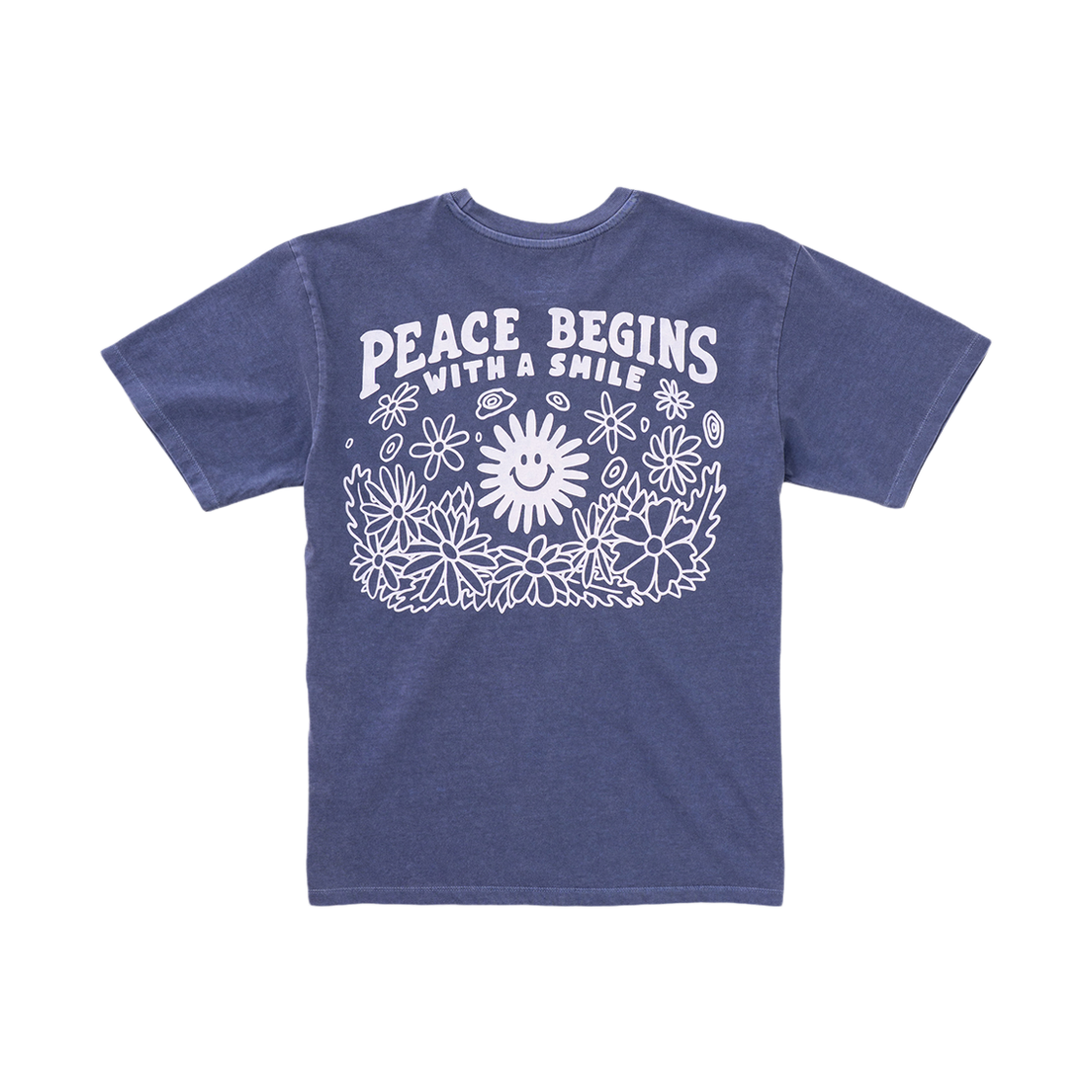 빅웨이브 컬렉티브 피스어게인 반팔 티셔츠 네이비(BIGWAVE COLLECTIVE Peace Again Tee Navy) - 1
