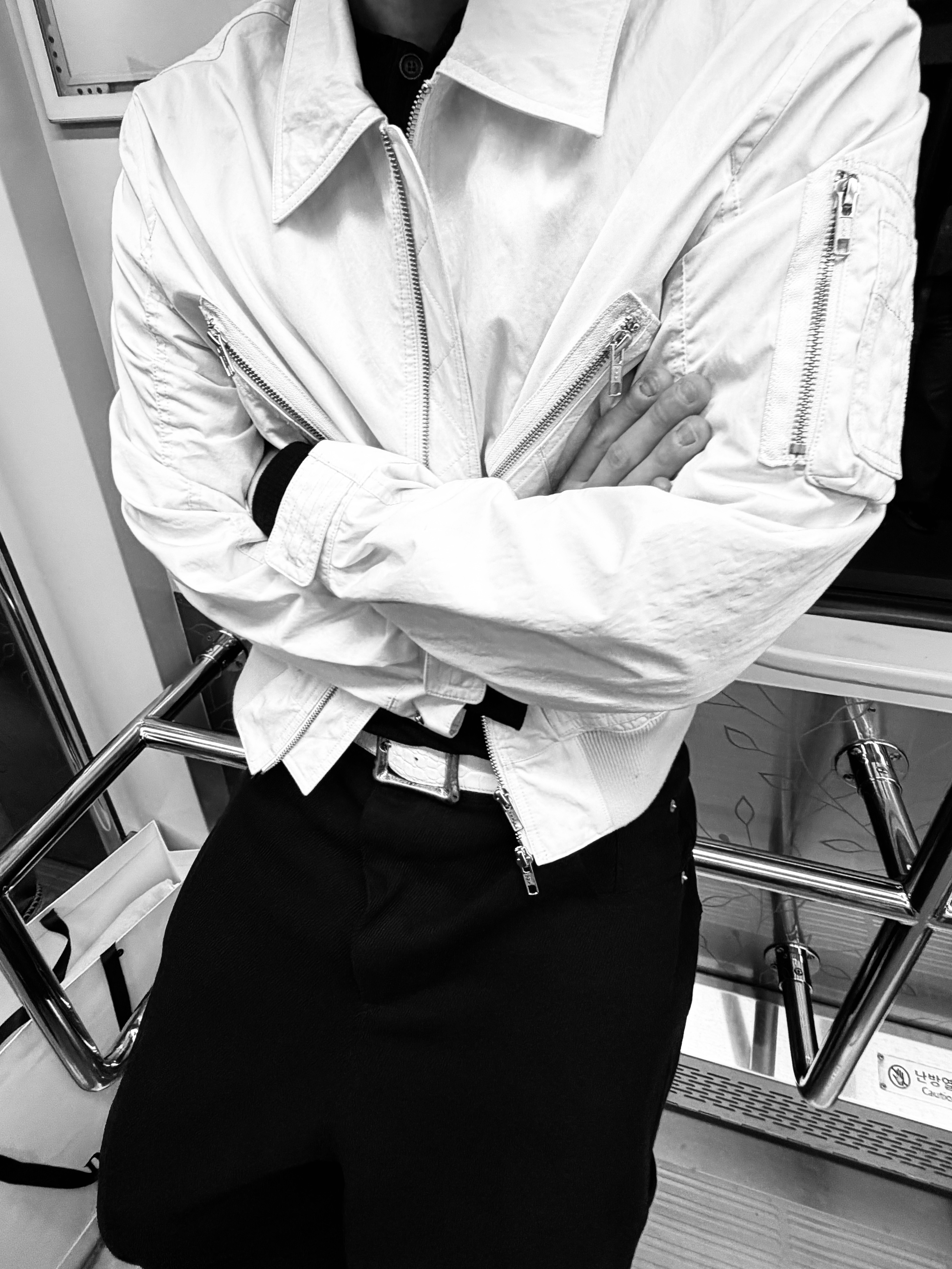 emostanceclub Core Belt Croc Embossed WHITE, Kamien Titan Baggy Pants Black 착용 스타일 - 1