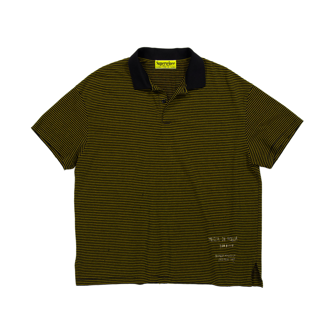 슈퍼벨로체 밀리아 스트라이프 폴로 셔츠 블랙(SUPERVELOCE Miglia Stripe Polo Shirt Black) - 1