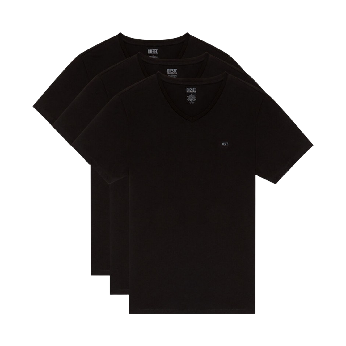 00SHGU0LIAD-E4101 Diesel Umtee-Michael V-Neck T-Shirts Black (3 Pack)